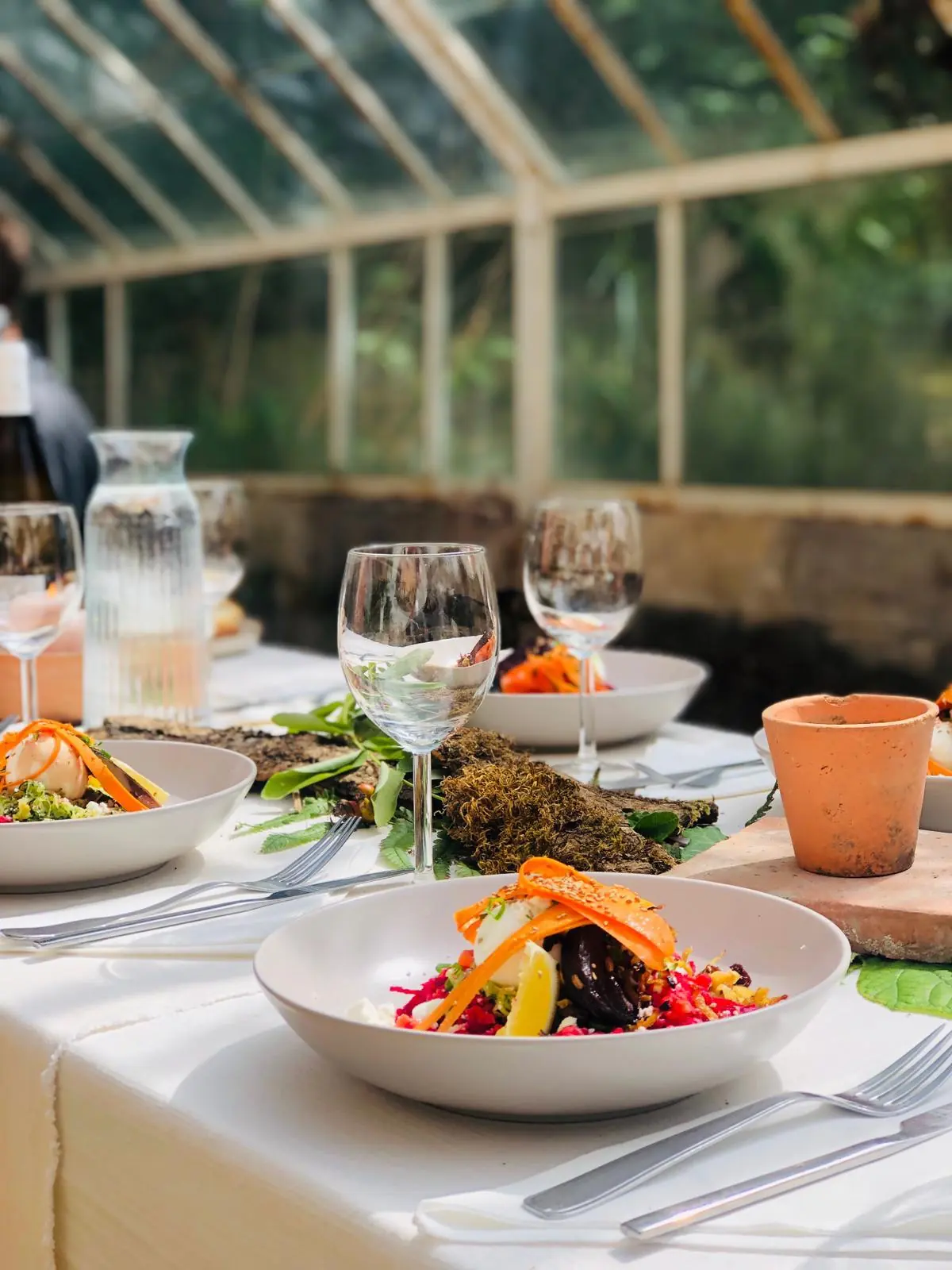 Le déjeuner sous la serre, assiettes du potager
