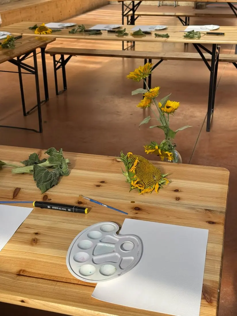 Atelier aquarelle et tournesols