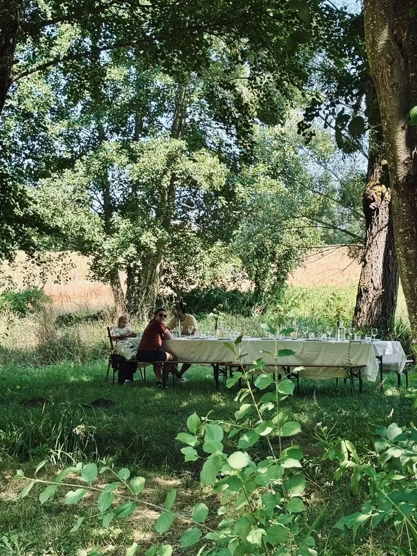 Déjeuner à l'ombre des arbres